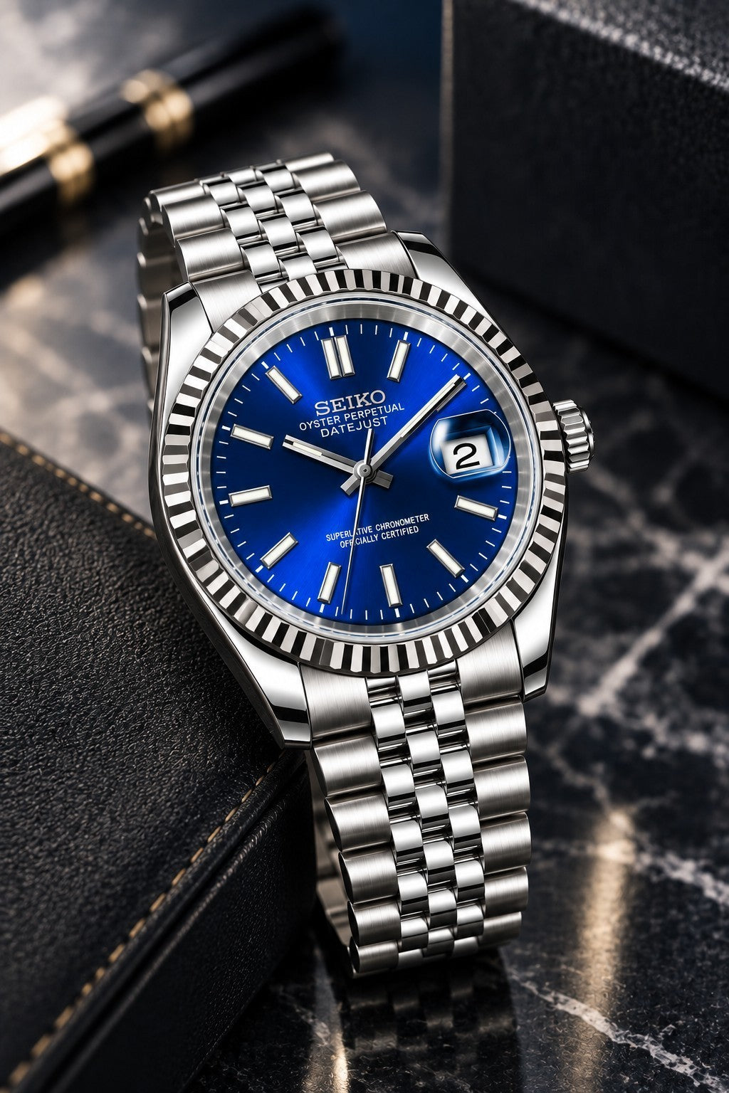 Custom Seiko Blue Sunburst Automatic Mod Watch