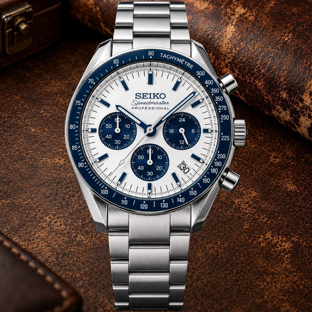 Custom Seiko Blue Racing Chronograph Speed Mod Watch