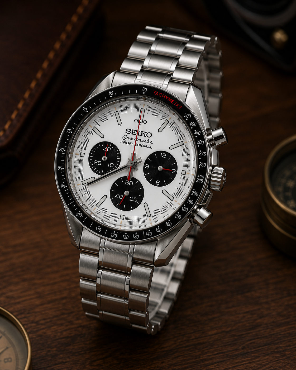 Custom Seiko Mod Speed Silver Panda Textured Watch