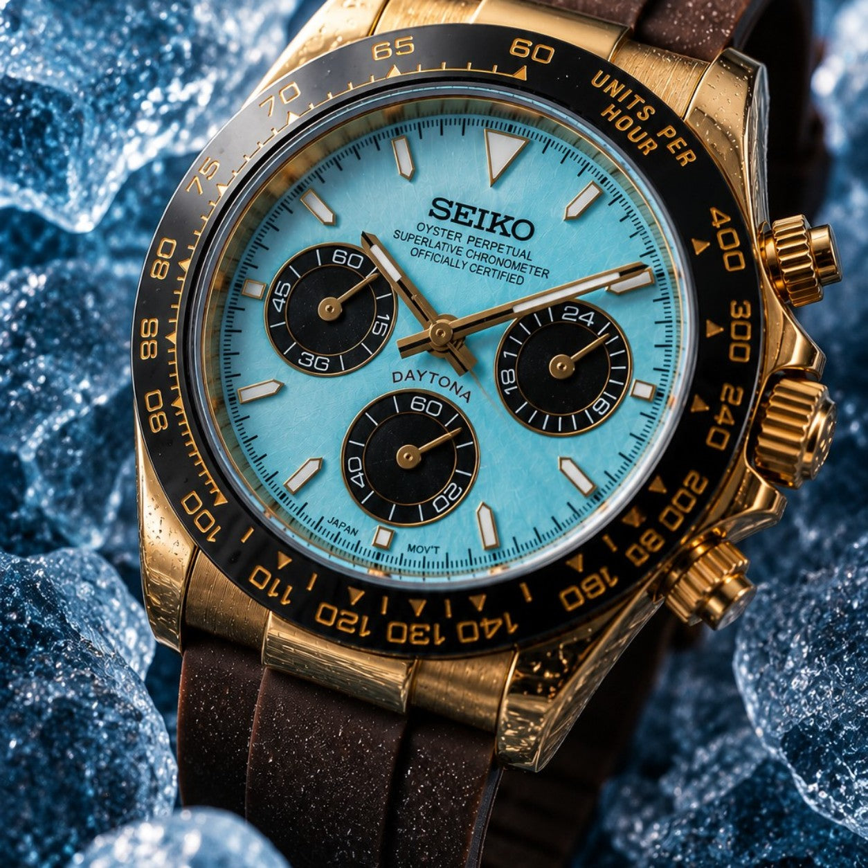 Custom Seiko Mod Ice Brown Speed Watch