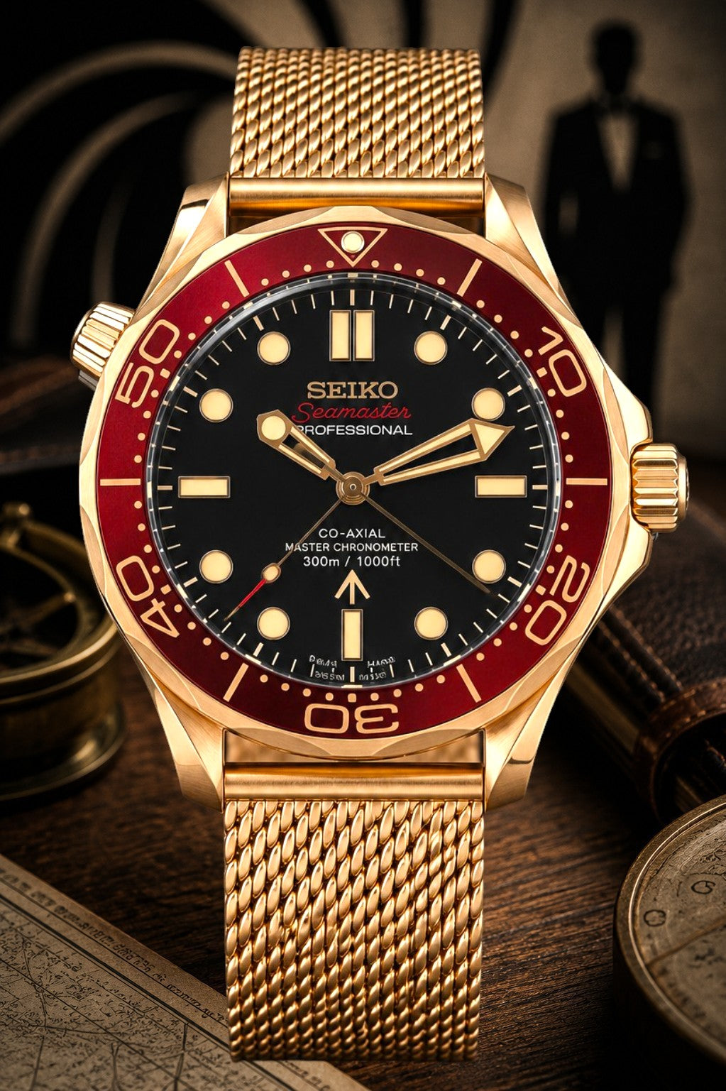 Custom Seiko JB Rose Gold Red Racing Automatic Mod Watch