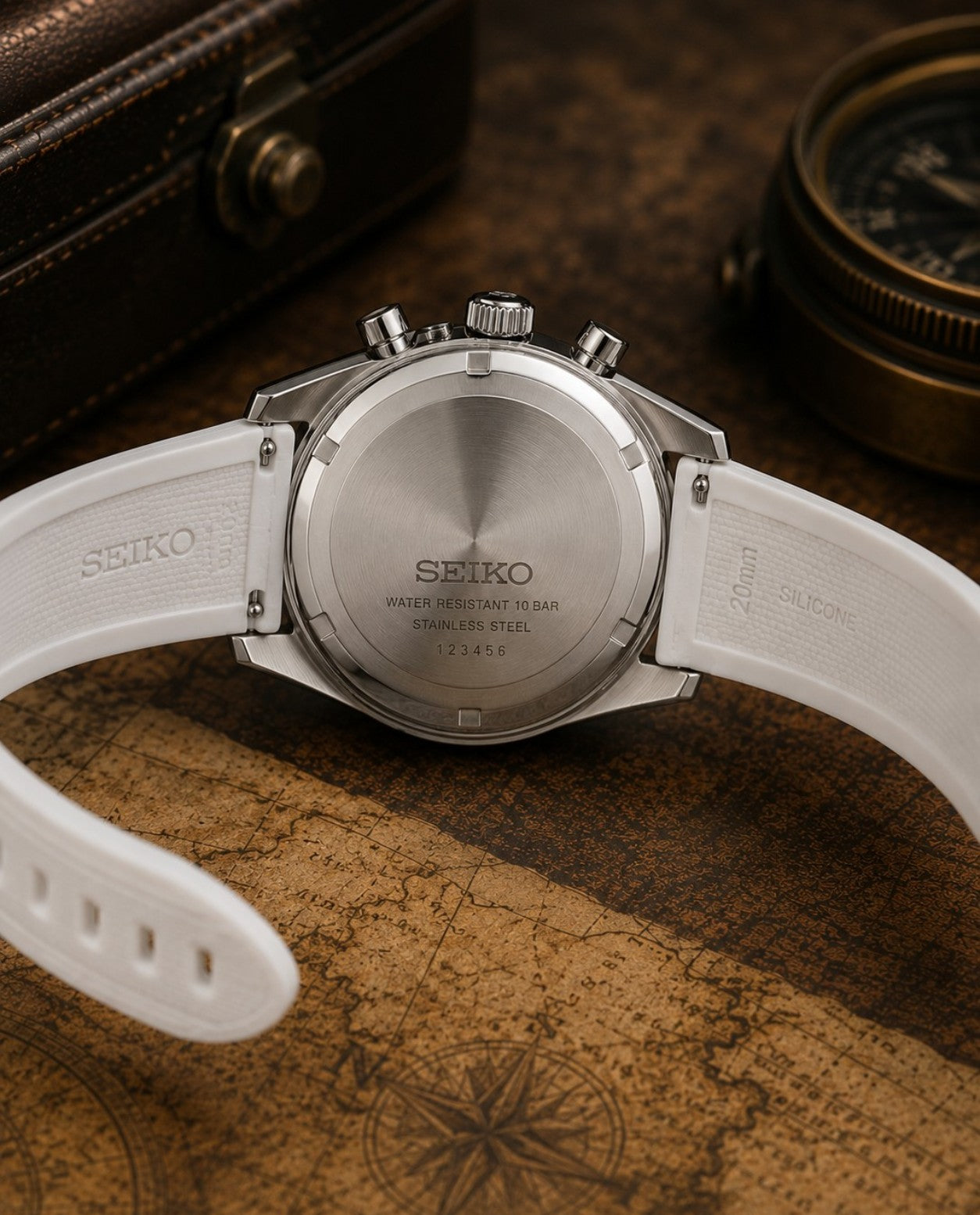 Custom Seiko White Racing Chronograph Mod Watch