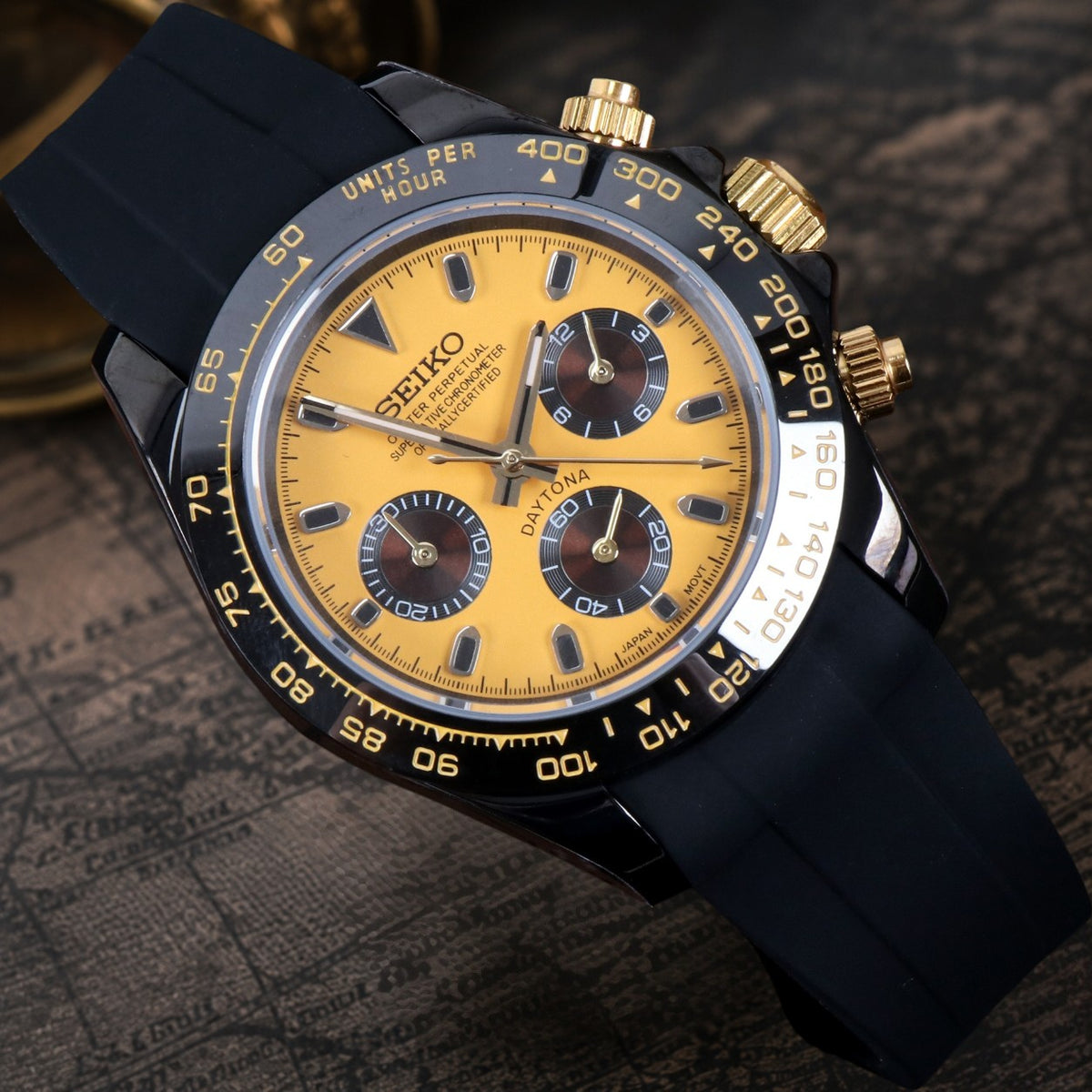 Custom Seiko Yellow Racing Chronograph Mod Watch