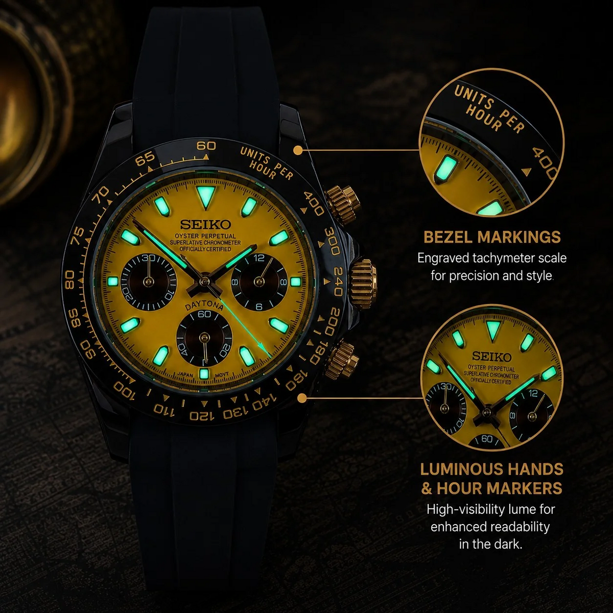 Custom Seiko Yellow Racing Chronograph Mod Watch